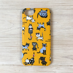 おしゃれキャット柄 イエロー スマホケース【Xperia/GALAXY/iPhone】