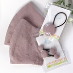  刺繍コットン生地  お揃いマスク　くるみボタンセット
