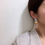 涼しげ クリア　アシンメトリーピアス ［blue］ 　/ イヤリング / サージカルステンレス　＊ アシンメトリーピアス　大振り　クリア　夏ピアス　梅雨
