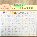 A4 書き順色分け　一年生の漢字表　漢字ポスター
