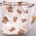 わけあり　難あり　ハンドメイド　お着替え袋　くま　テディベア柄　入園　韓国　巾着　入学