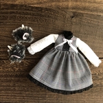 42 グレンチェックの黒猫ワンピース　#ブライス