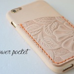 1枚革スマホカバー カードケース付（花柄）iPhone6・6s用