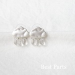 2pcs ピアスパーツ マットシルバー クリアドロップ