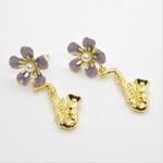 楽器ピアス♪サックス×お花のピアス