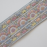 【1m】シルク刺繍リボン　【グレー】