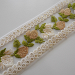【1m】チュール刺繍リボン   【ストロベリーベージュ】