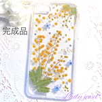 押し花iphoneケース ＊ ミモザ ＊スマホケース   名入れ可能  ラメ・ホロ・スワロフスキー無料 [受注製作]