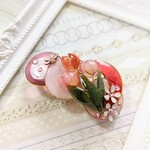●cs●並んだなぁらんだチューリップのバレッタ●ピンク●