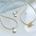 艶やかライス型淡水パールのネックレスとピアス（イヤリング）のセット＊母の日