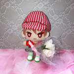 ぬい服　キャップ　ヒッコリー　赤