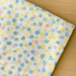 50*50【Wガーゼ】watercolor dot／イエロー《 生地 コットン 綿 ダブルガーゼ ガーゼ生地  ドット 丸 マスク ハンカチ スタイ 爽やか 黄色 COTTONCANDY ガーゼ 》