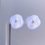 水引　シンプル菜の花結び　ピアス　ホワイト
