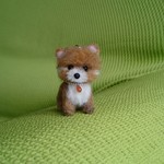 ポメラニアン パピー オレンジ ストラップ 羊毛フェルト