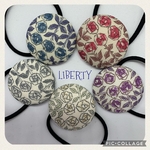 【限定セット】リバティ スリーピングローズ くるみボタン ヘアゴム 38mm×5