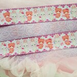 両面リボン幅38mm☆キャンディとうさぎ(パープル) 2ｍ