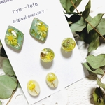 ✨新作レジン✨お得なボタニカル3点セット🌸　レジンピアス＊レジンイヤリング＊    　普段使い　レジンレジンピアス　レジンイヤリング　春　ミントグリーン