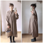 ☆受注制作☆フロントボタン有り☆スタンドカラーのVネックワンピース☆コットンキャンブリック☆フリーサイズ☆カラーオーダー☆コットン100%☆