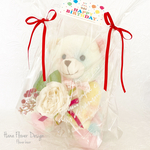 [再販]写真立て付き💐思い出の写真を入れてプレゼント🎁花束を抱えたぬいぐるみくまさん
