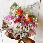 ドライフラワー アプリコットカラー薔薇 White＆pink 大人シックなスワッグブーケ