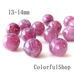14mm ラウンドビーズ 天然石の様なマーブルビーズ *レーズン