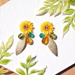 向日葵(ひまわり)のリーフピアス