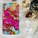 【maikey0710様オーダー品】アルコールインクアート　シェル　レジン　スマホケース