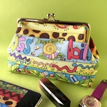 カラフルポーチ イモムシ、てんとう虫、カタツムリ ボーダーカラフル虫柄 化粧ポーチ プチギフト など マチ付き 可愛い がま口ポーチ USAコットン