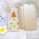 【手帳型】女の子 押し花 スマホケース ＊ Galaxy   iPhone13/13pro 手帳型ケース＊ iPhoneケース ＊ iPhone12/12Pro iPhone12mini選べる5色