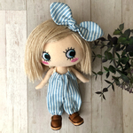 着せ替え〈2点セット〉ෆ̈ ハッピードール　イーマリー　(リボン・サロペット)ヒッコリー　ボーダー　レース　