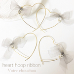 【再販】ハートフープ♡リボン付ピアス