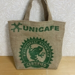 送料無料★コーヒー生豆の麻袋リメイクバック　ブラジルみどりのカエル303