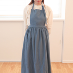 【SALE】綿麻ロング丈エプロン （ターバン付き）