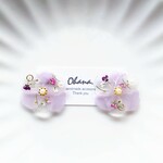 パープル  フラワー レジン イヤリングorピアス