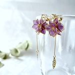 色が変わる紫陽花イヤリング/ピアス ٭❀* 温度で変わる不思議な花・ぷっくりしなやかな揺れる花びら 大人綺麗 ワイヤー