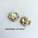 春色♡ピンクパール×ビジューピアス(イヤリング)
