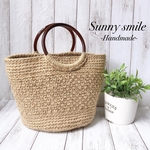 母の日無料ラッピング対応✳︎普段使いの丸ハンドルマルシェバッグ(模様編み)