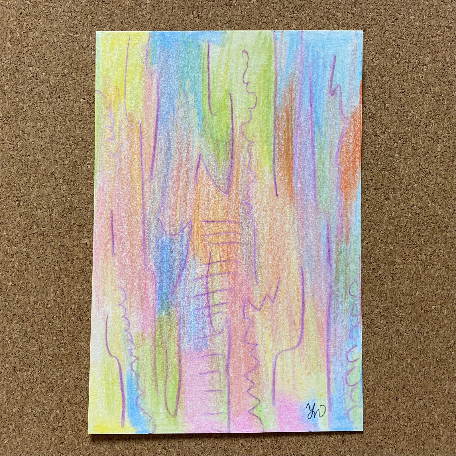 抽象的な鉛筆画 抽象画 色鉛筆画 木製フレーム付き - メルカリ