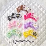 【 犬用　🌼🍀　バレッタ 】 おしゃれ　トップノットペット　子供　ヘアアクセサリー　リボン　バレッタ　♡AquaMana♡