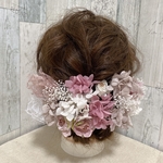 ［35追加再販］15本　アンティークピンク×ホワイト　紫陽花　かすみ草　レース　チュール　成人式　卒業式　ウェディング　ブライダル　ドライフラワー　プリザーブドフラワー