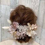［36］【限定1セット】12本　ベージュ系シャンパンゴールド　ドライフラワーヘアパーツ　ヘアアクセサリー　ヘッドドレス　髪飾り　成人式　卒業式　結婚式　ウエディング　かすみ草　紫陽花