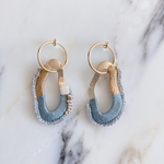 パドー刺繍イヤリング／ピアス／アクアベージュ