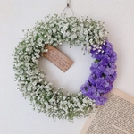 ドライフラワー　フレッシュなかすみ草とスターチスのリース