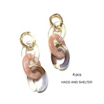４pcs★aurora clear mix chain・pink russet×latte（チェーンチャーム）