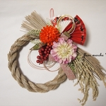 お正月☆ダリアの「しめ縄飾り」