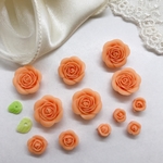 オレンジ　樹脂 薔薇 パーツ 中より少し大きめ  樹脂粘土 ローズ  5
