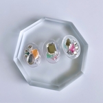 glass oval 3way nuance clear color silver Earrings ②