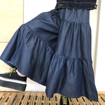 再販♡【定番】ギャザーたっぷりガウチョ☆インディゴデニム