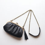 がま口お財布バッグ （長財布サイズ）シープスキン　BLACK