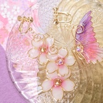 夢色桜小路の蝶イヤリング（Earrings of butterfy＆cherryblossom〜dream Alley〜））